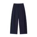 Women off-neck flounced sleeve linen blend shirt top and wide leg trousers two piece set in temperament commute style