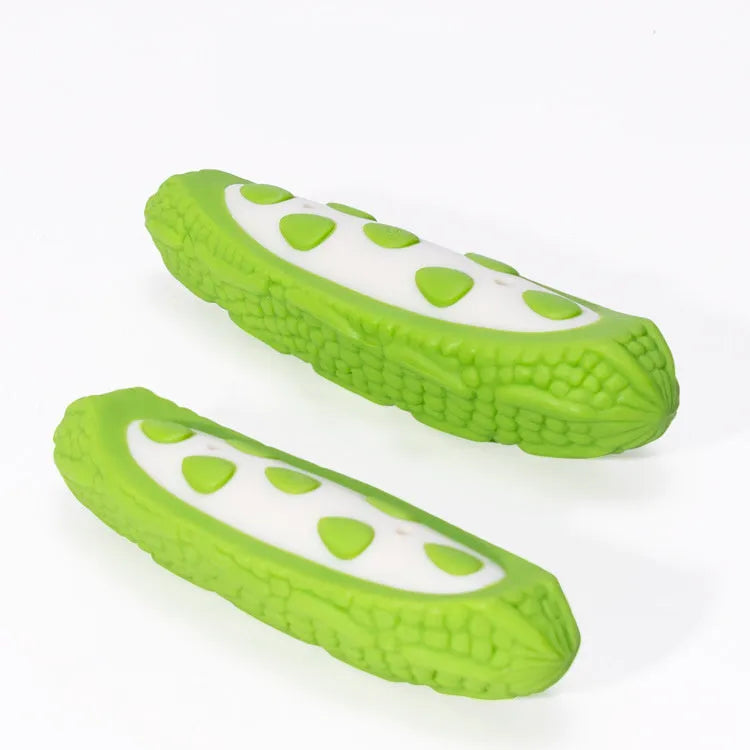 Purple and green durable rubber dog chew toys in large and small sizes for aggressive chewers