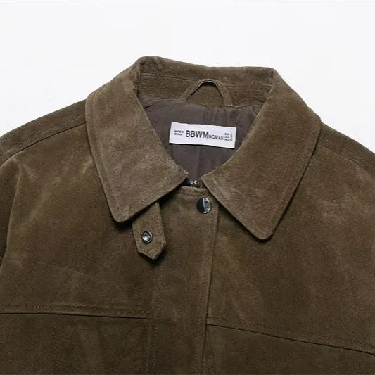 Women's PU leather jacket in Japanese Korean casual style with regular fit