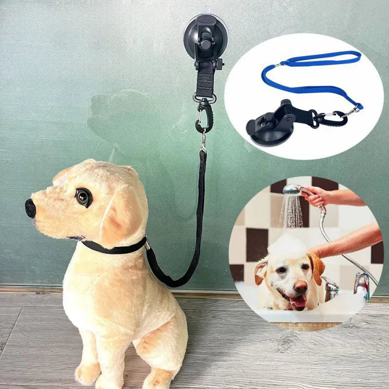 Pet bathing fixed artifact with suction cup handcuffs in black or blue colour options