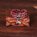 Handmade watermelon crystal bracelet with Chinese knot in geometric national style