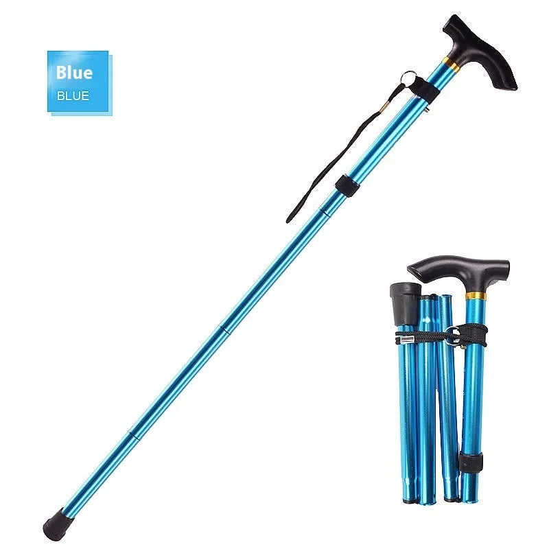 Aluminium alloy folding walking cane with adjustable 85-95cm height and non-slip handle