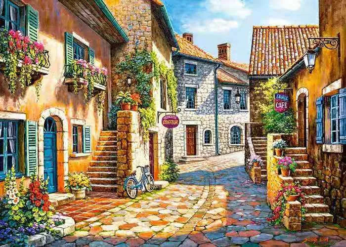 Rimless linen digital oil painting depicting landscape scene in modern style