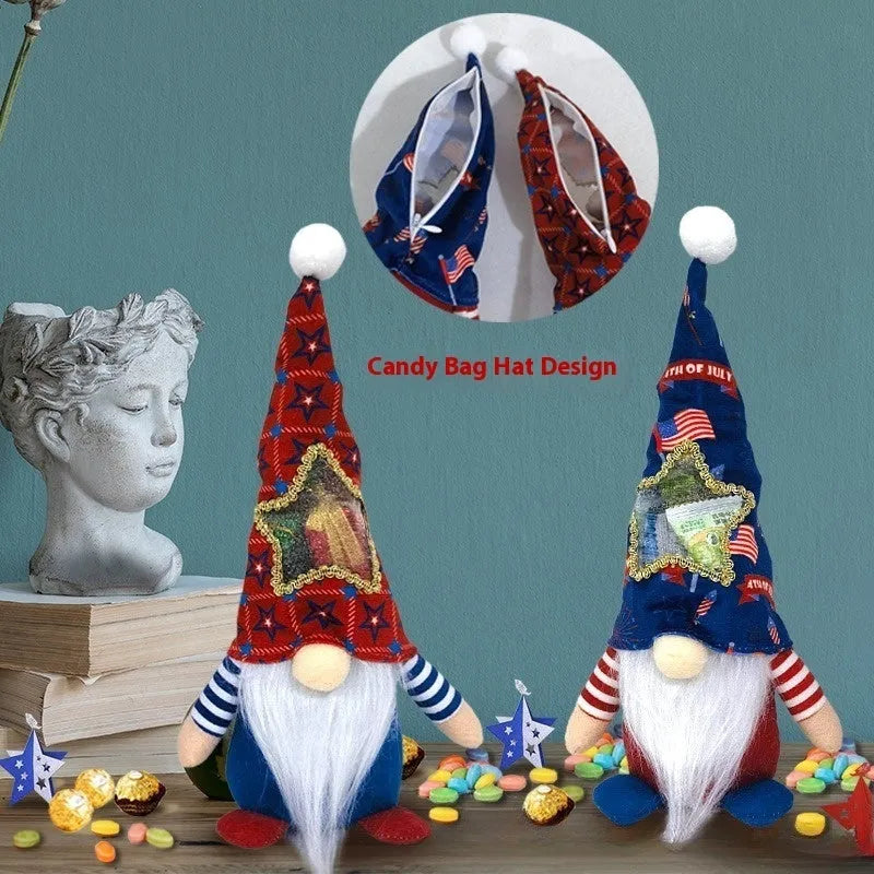 Two faceless baby doll Rudolf Christmas candy bag ornaments made from polyester cloth fabric