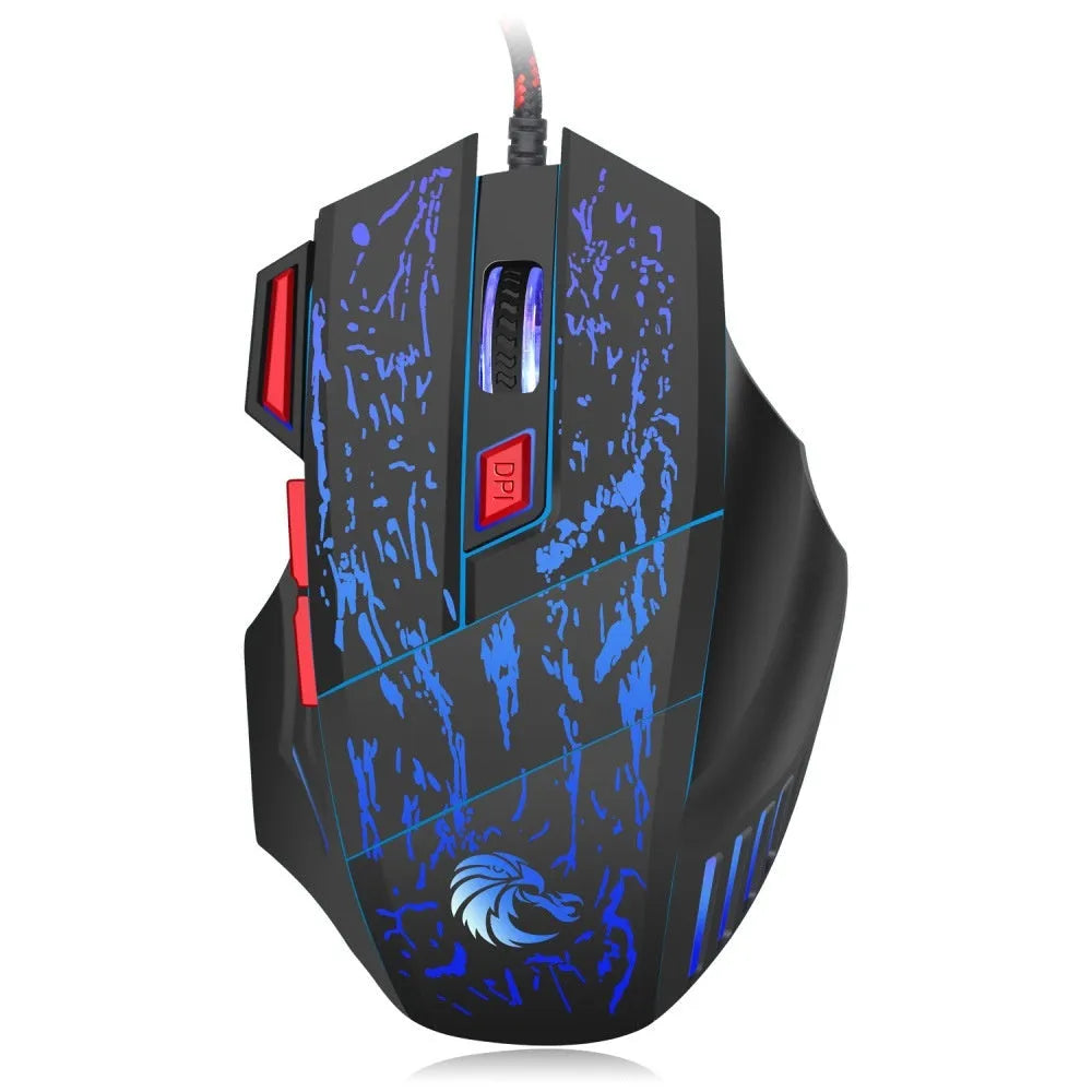Water crack colourful luminous gaming mouse with USB cable and ergonomic design