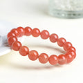 Polished natural South red cherry agate bracelet with round beads in single or three circle style