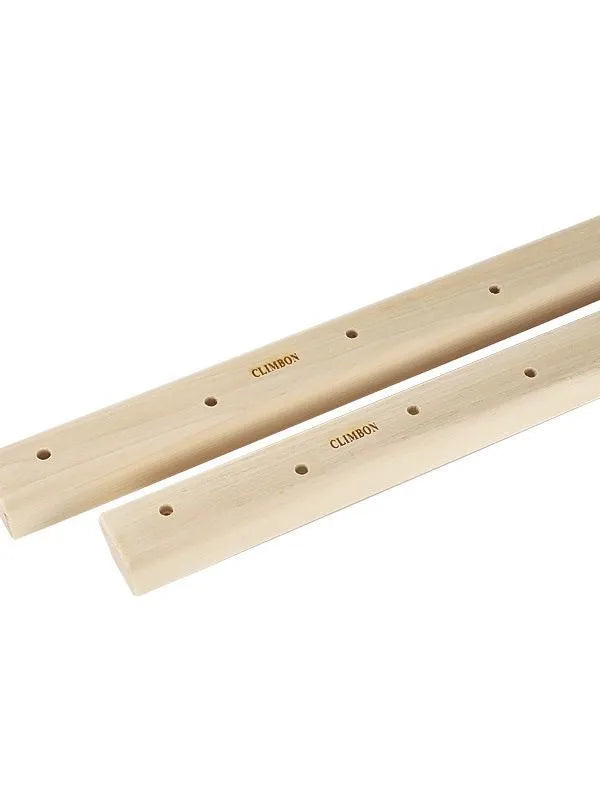 Wooden hangboard fingerboard set showing three boards in different lengths for grip strength training