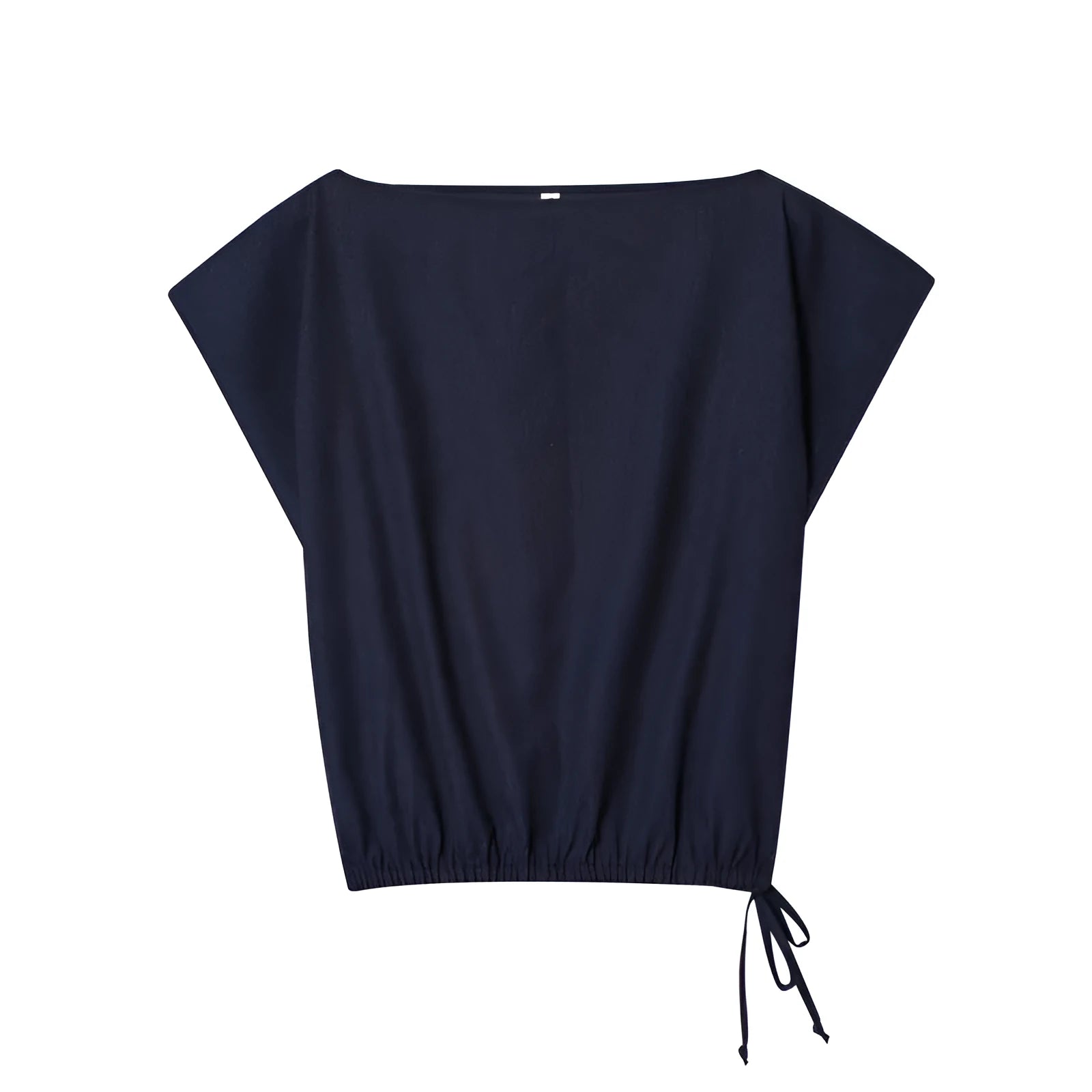 Women off-neck flounced sleeve linen blend shirt top and wide leg trousers two piece set in temperament commute style