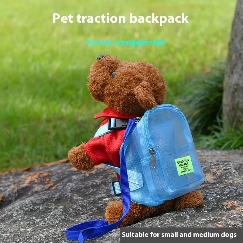 Breathable polyester dog backpack for pet carrying in four colour options