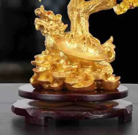 Citrine coloured resin small water turtle money tree feng shui ornament.
