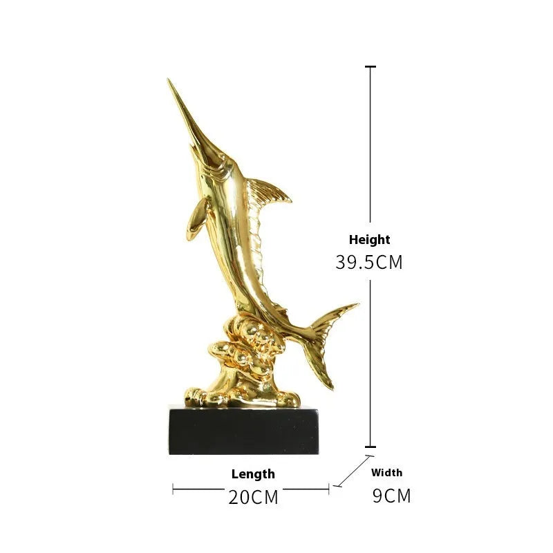 European swordfish decorative ornament in resin and plastic with four colour options