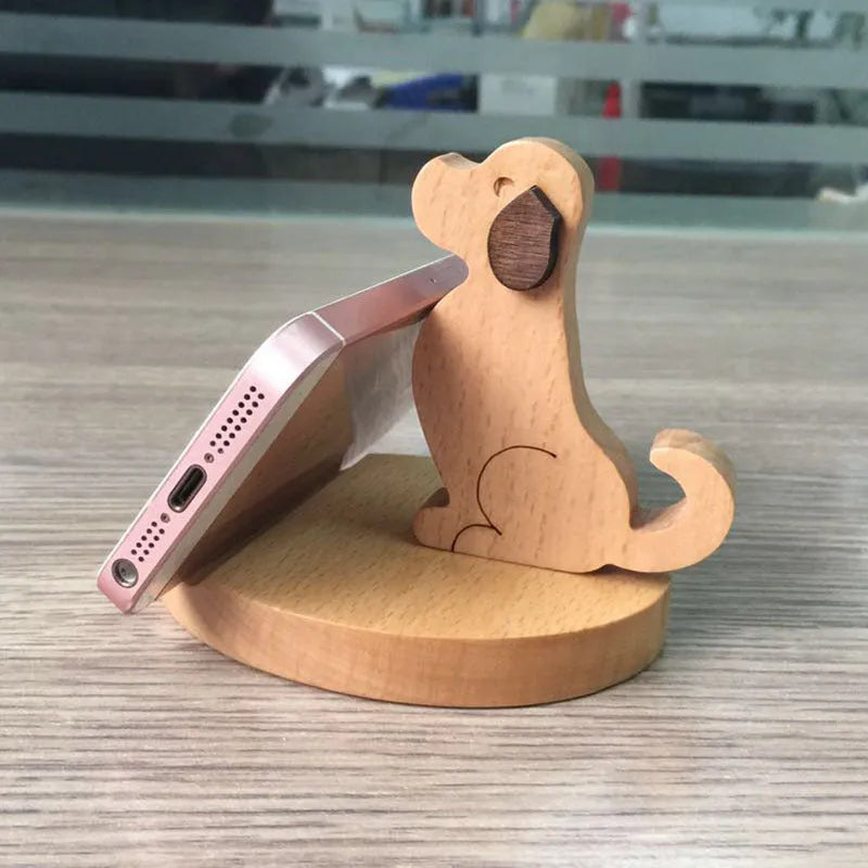 Wooden resin lazy phone bracket with animal designs and custom lettering for mobile phone support
