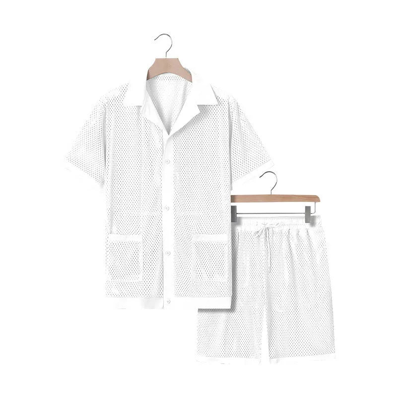 Women's Beach Hawaii design short-sleeve cardigan and shorts co-ord set in multiple colours