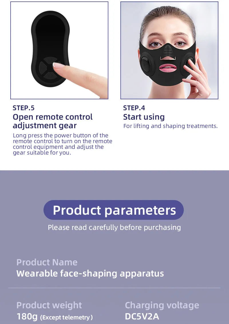 Black photon beauty device facial mask with USB charging port