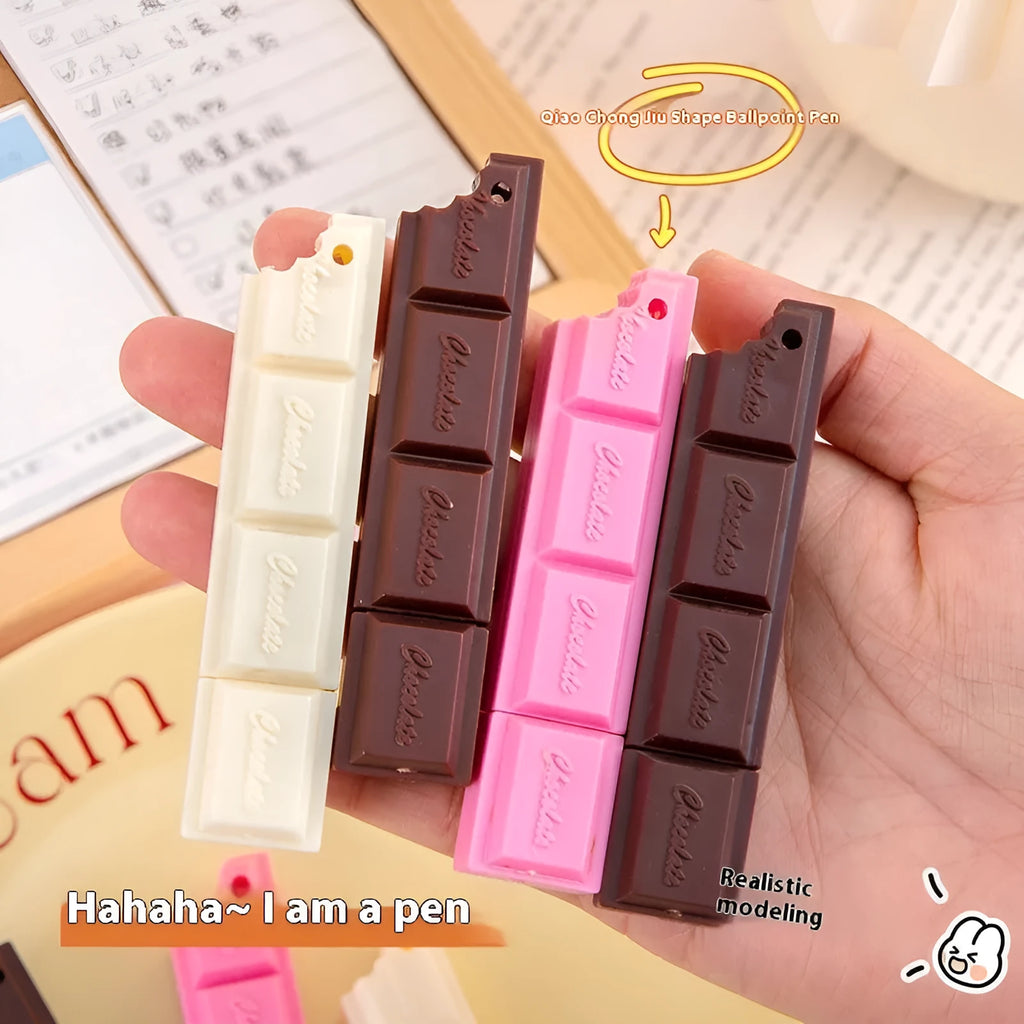 Chocolate cartoon simulation ballpoint pen with 0.5mm bullet tip in plastic body.