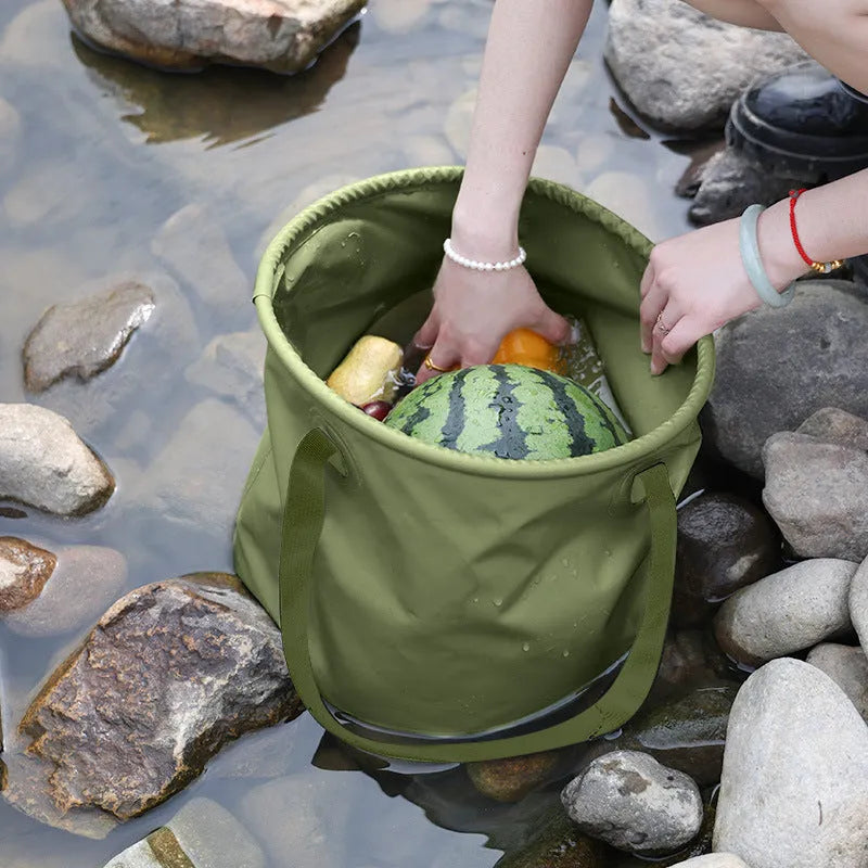 Army Green outdoor folding telescopic duct made from PVC mesh cloth, shown in a collapsed state