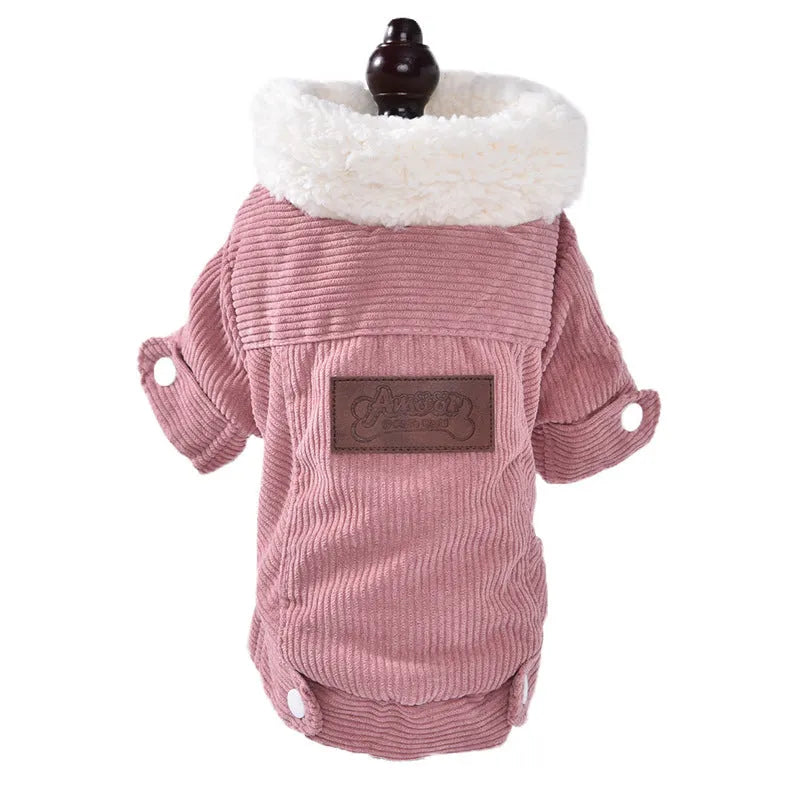 Lambswool grey dog winter vest with fleece lining and padding for cold weather warmth
