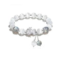 Natural black agate and moonstone couple bracelet with 10mm wave beads in national style