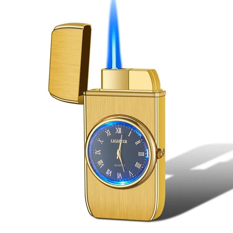 Electronic watch cigarette lighter with LED lamp in metal construction