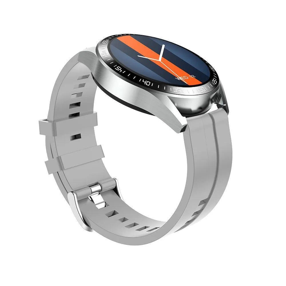 GS3 Max black smartwatch on wrist showing health stats on its 1.35-inch IPS screen with silicone strap.