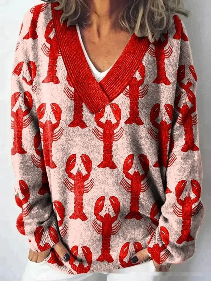 Women's long sleeve floral print sweatshirt with 3D effect in wool woven polyester fabric