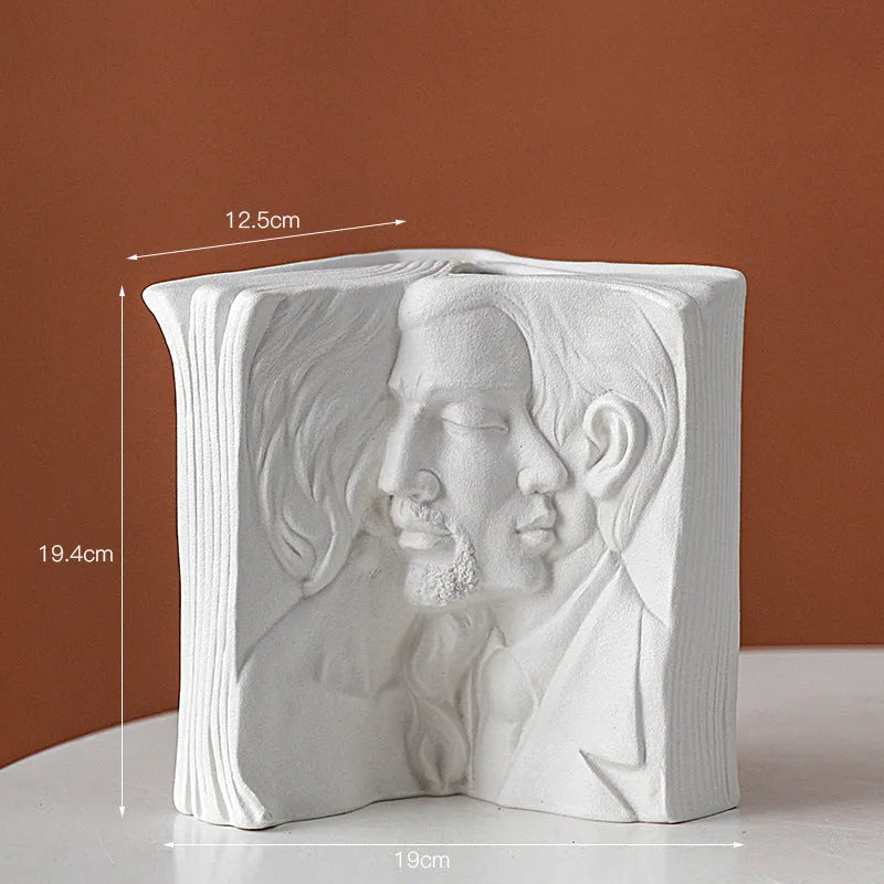 Glazed ceramic book stand ornament in modern simplicity style for desktop storage and office decoration