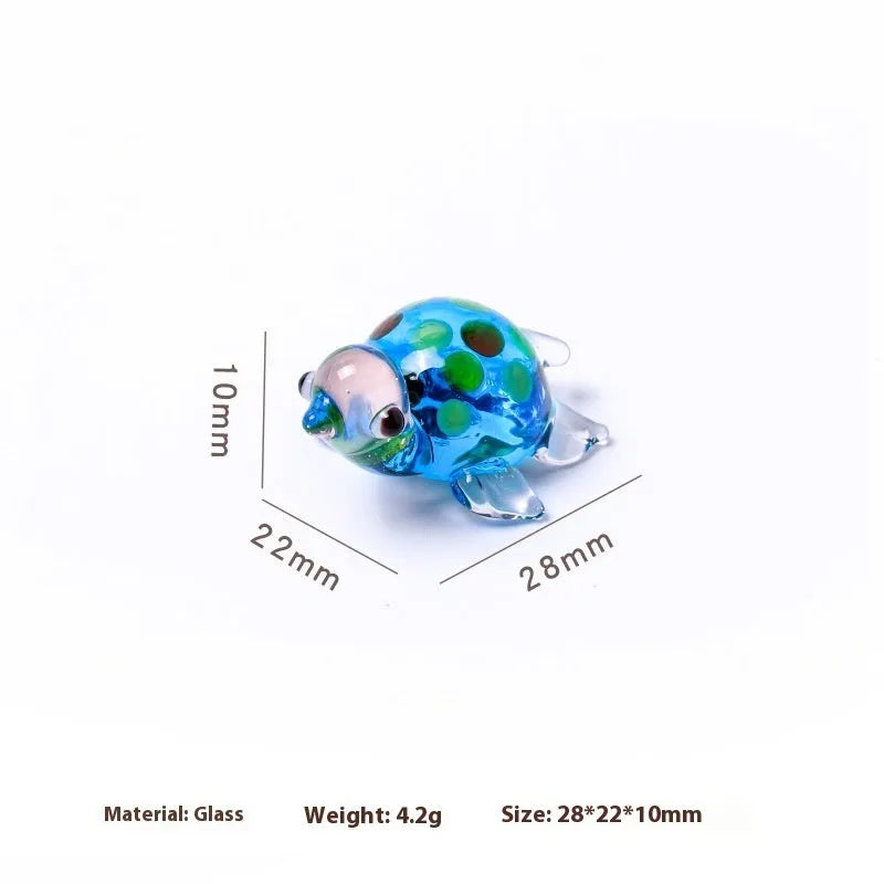 Set of six geometric glass turtle desktop decorations in assorted colour combinations