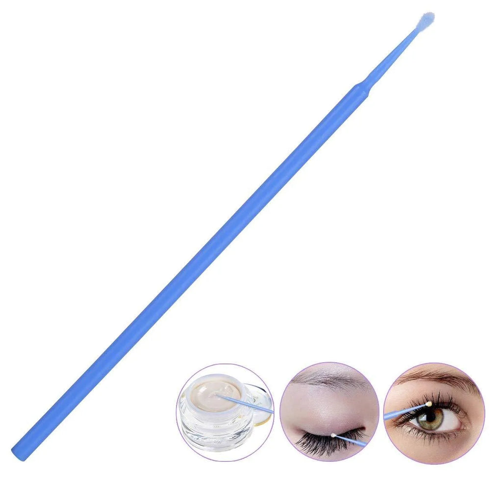 Disposable micro applicator brushes with bendable cotton tips and colour-coded handles for eyelash extensions