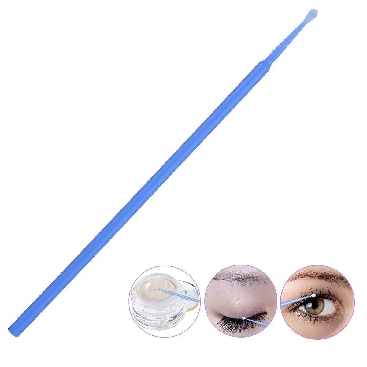 Disposable micro applicator brushes with bendable cotton tips and colour-coded handles for eyelash extensions