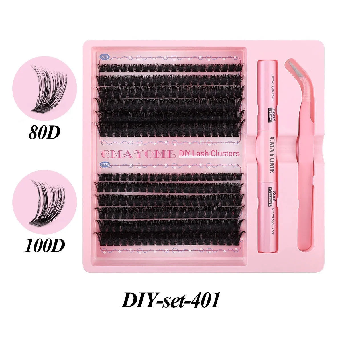 DIY single cluster individual false eyelashes set with natural thick mixed split type style