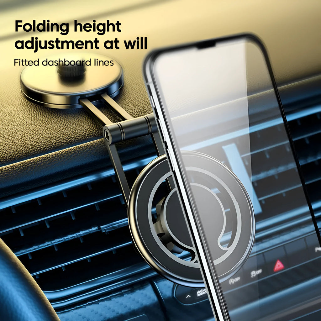Telescopic folding floating screen car phone holder with magnetic suction mounting
