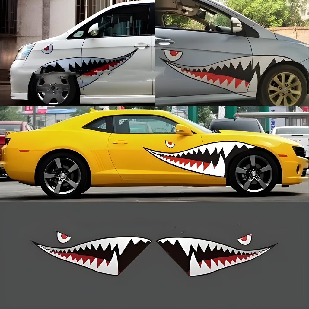Shark-themed PVC body stickers for creative decoration and latte art projects