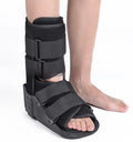 Achilles tendon rehabilitation walking boots in grey and black colours with adjustable straps