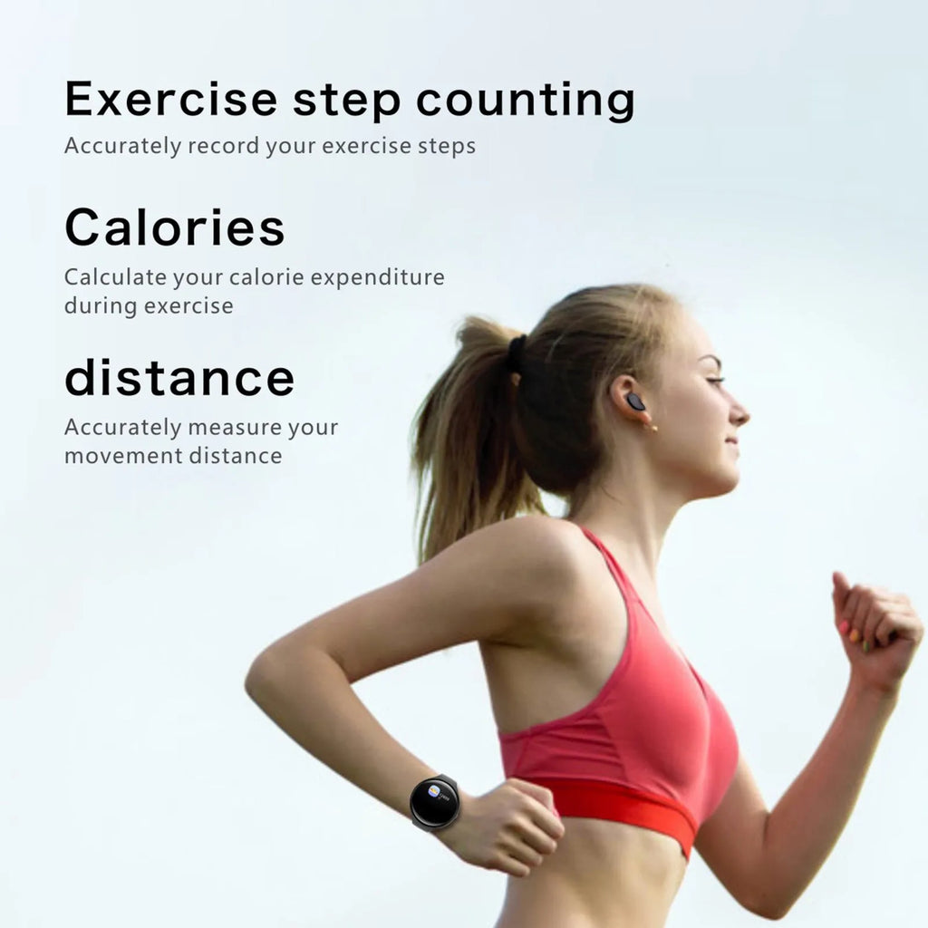 Black smart fitness bracelet with detachable Bluetooth earbuds for heart rate and step tracking