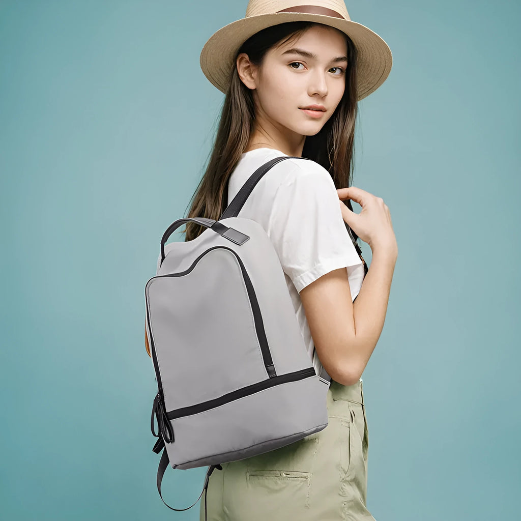 Marco Leideng light grey Oxford cloth backpack with urban style on a plain background