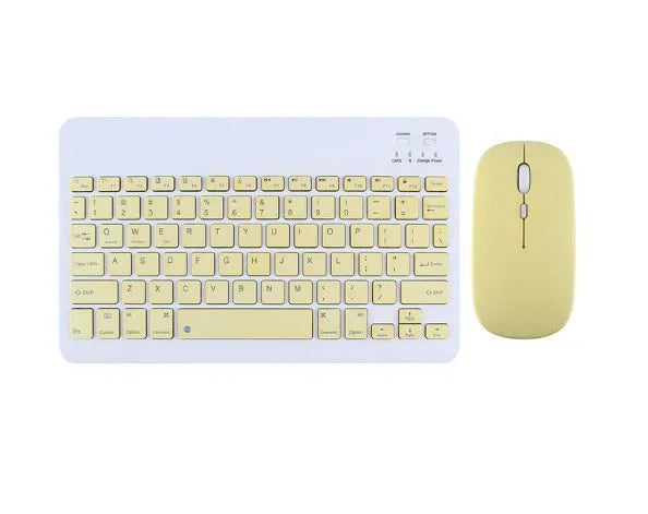 Girls Bluetooth tablet keyboard in multiple colour options including white, green, and pink on a desk