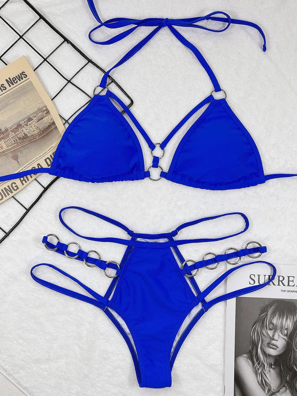 Women's separated nylon bikini swimwear set available in multiple colours