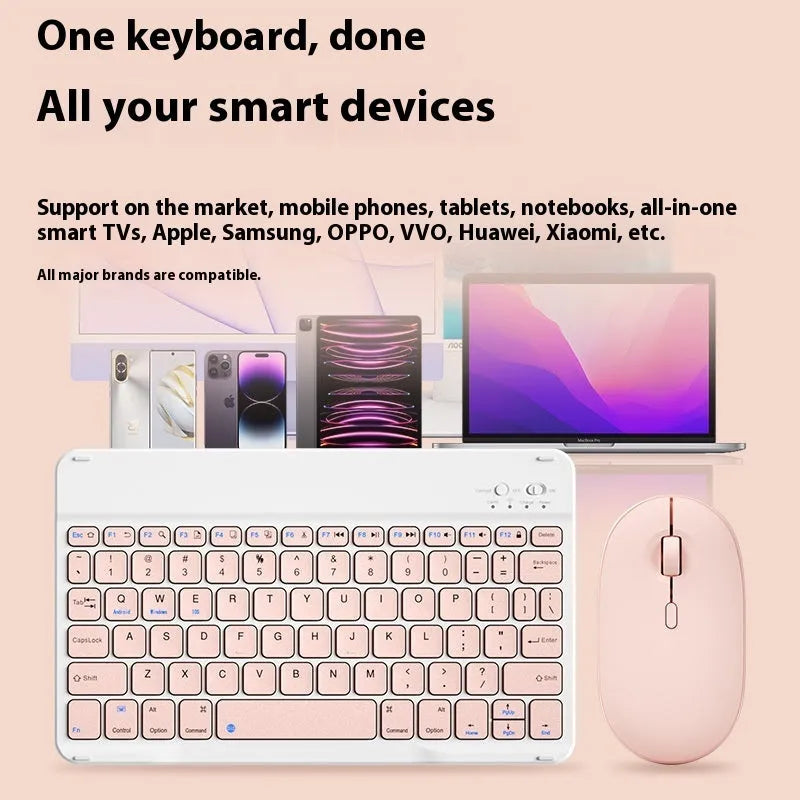 Girls Bluetooth tablet keyboard in multiple colour options including white, green, and pink on a desk
