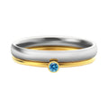 December birthstone geometric ring with gold engraved lettering on titanium steel band