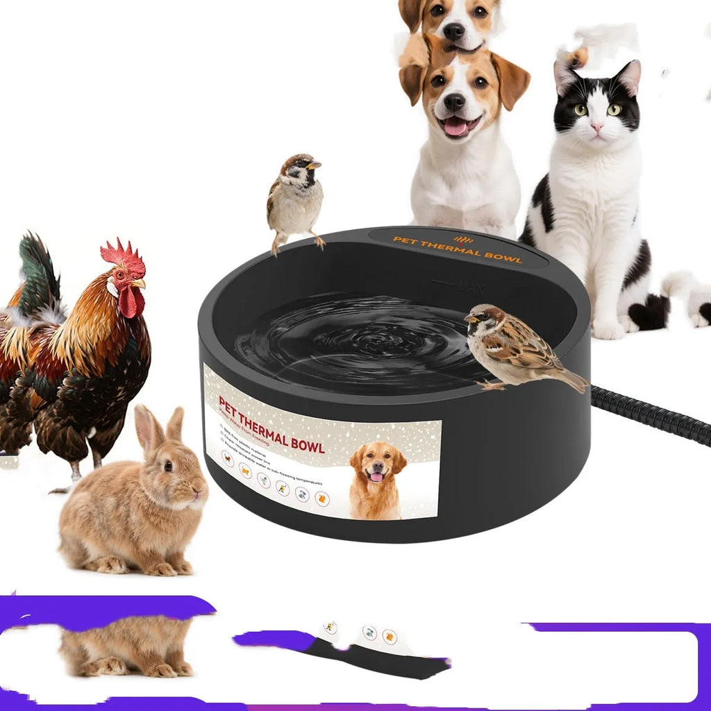 Black ABS heated feeding bowl for cats and dogs with 2.2 litre capacity