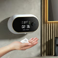 White automatic wall-mounted foam soap dispenser with USB cable