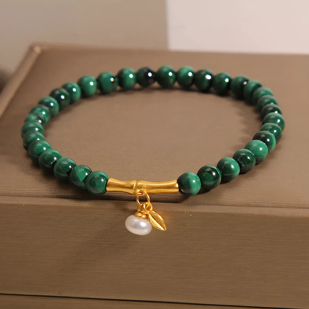 White crystal lucky bamboo bracelet for women with high-rise design on wrist