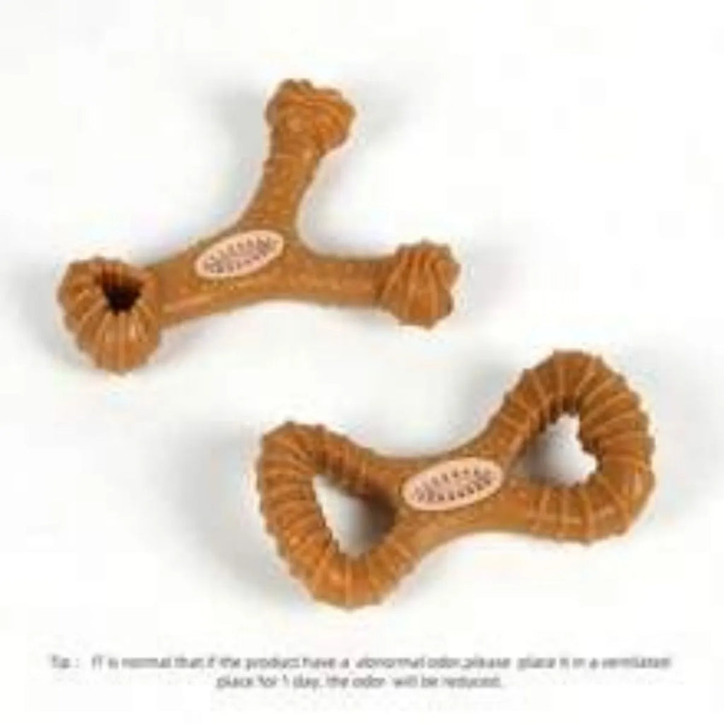 Durable dog chew bone toy in 8shape and Y shape designs for teeth cleaning and interactive play