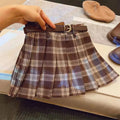 Girls plaid pleated cotton blend skirt with A-line design in six height sizes