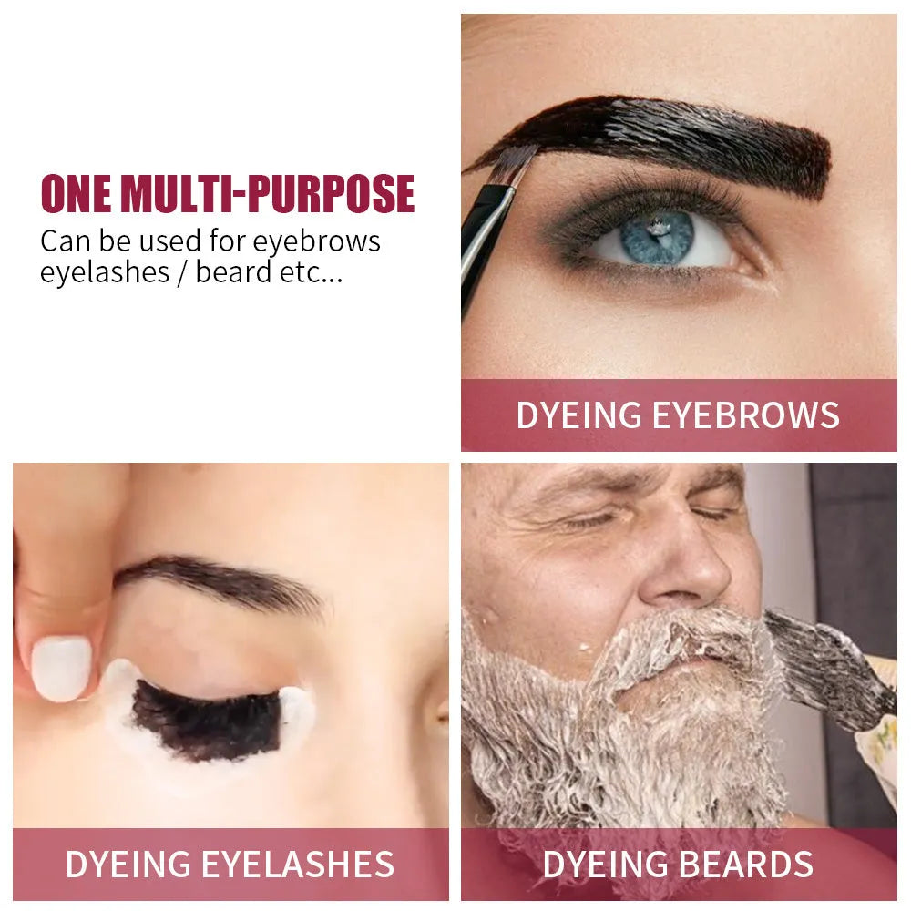 ICONSIGN eyelash and eyebrow tint kit with 5ml tint, 5ml developer, two brushes and gloves in black, coffee and brown