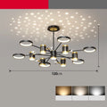 Black iron star-shaped pendant chandelier with thirteen lights and remote control