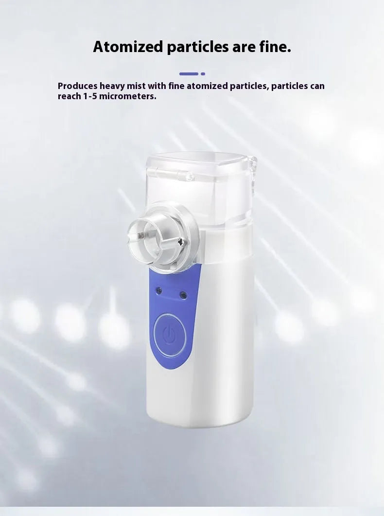 USB-powered handheld nebuliser with columnar plastic design and 0.5L water tank for children's respiratory relief
