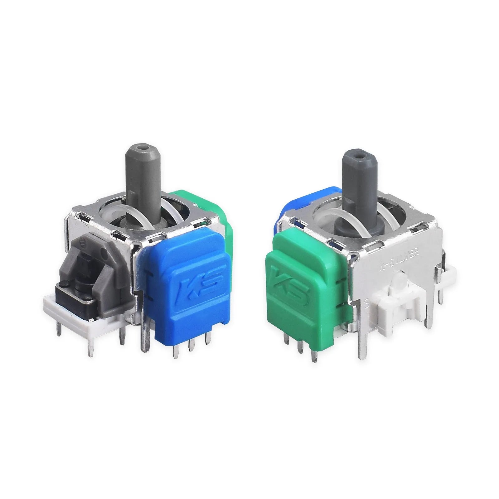 Black Hall effect magnetic joystick replacement module for gaming controllers.