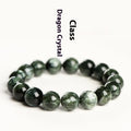 Natural green dragon crystal bracelet with 8-9mm geometric beads and ruyi design