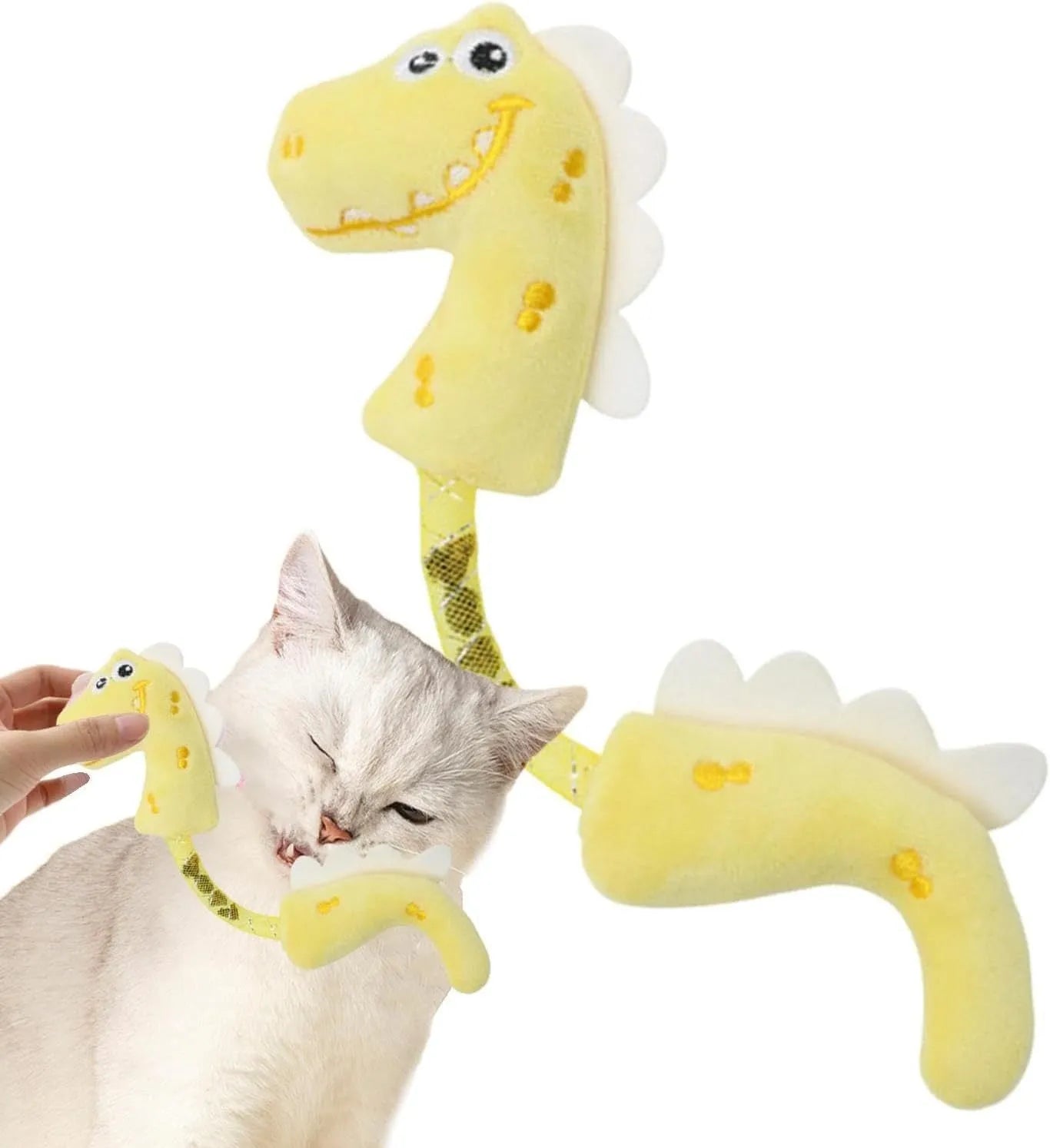 Bundle of four cat toys including rope, springs and kicker toy in pink, purple or yellow
